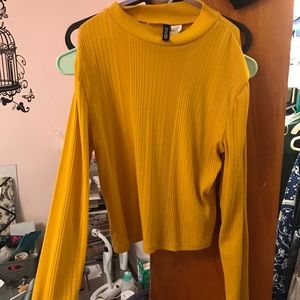 yellow cropped turtle neck